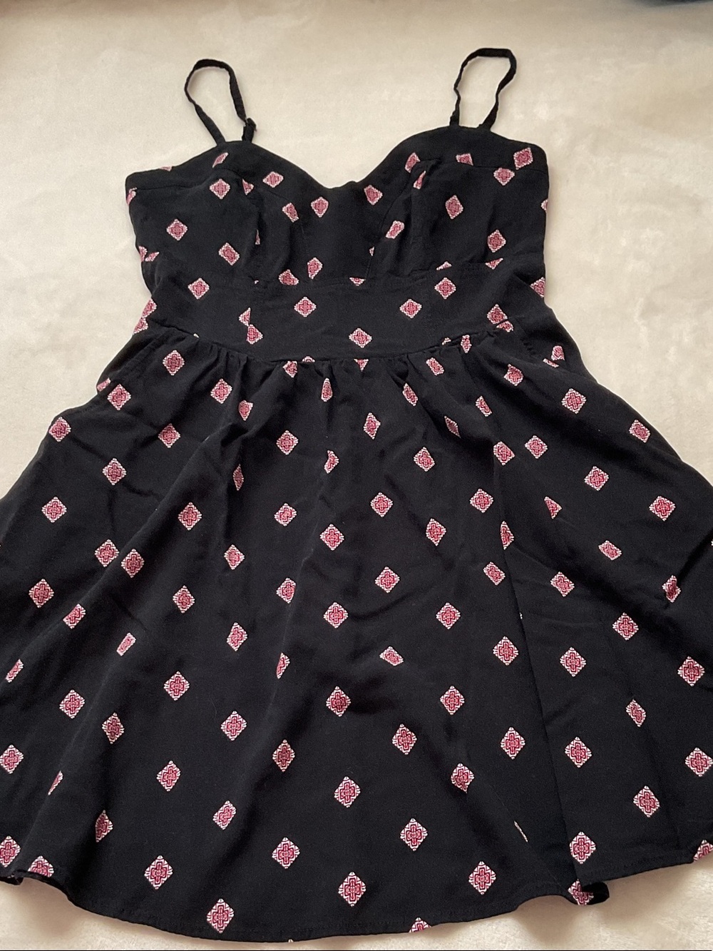 Express Black Mini Dress with Pink Diamond Motif